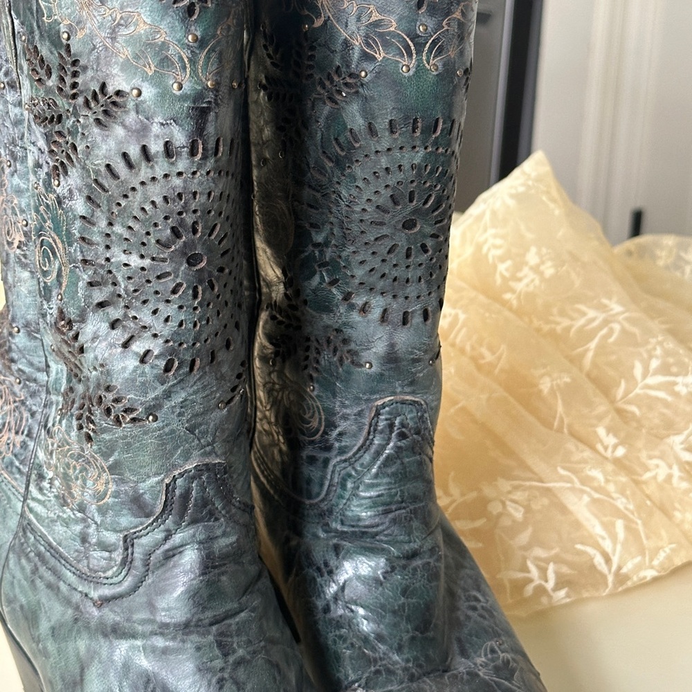 Circle G Teal Western Boot - Picture 5 of 7